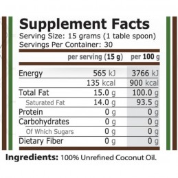 Ulei de cocos (Coconut Oil) - 450 grame, Pure Nutrition USA Beneficiile uleiului de nucă de cocos de la Pure Nutrition: presat l