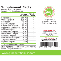 Supliment alimentar Power Enzymes 60 capsule, Pure Nutrition USA Enzimele de la Pure Nutrition sunt recomandate pentru: reducere
