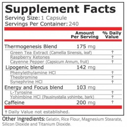 Supliment alimentar Black Fire 240 capsule (Arzator grasimi puternic)- Pure Nutrition USA Beneficii Black Fire: definirea masei 