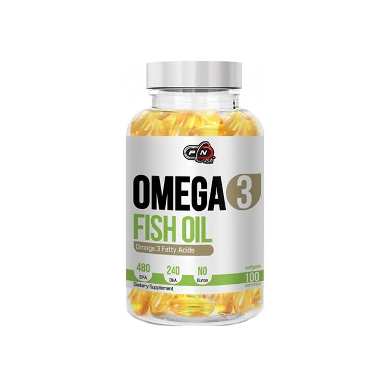 Pure Nutrition USA Omega 3, 1200mg, 100 capsule, Ulei de peste 480 EPA / 240 DHA Beneficii Omega 3 ulei de peste: protejeaza ini