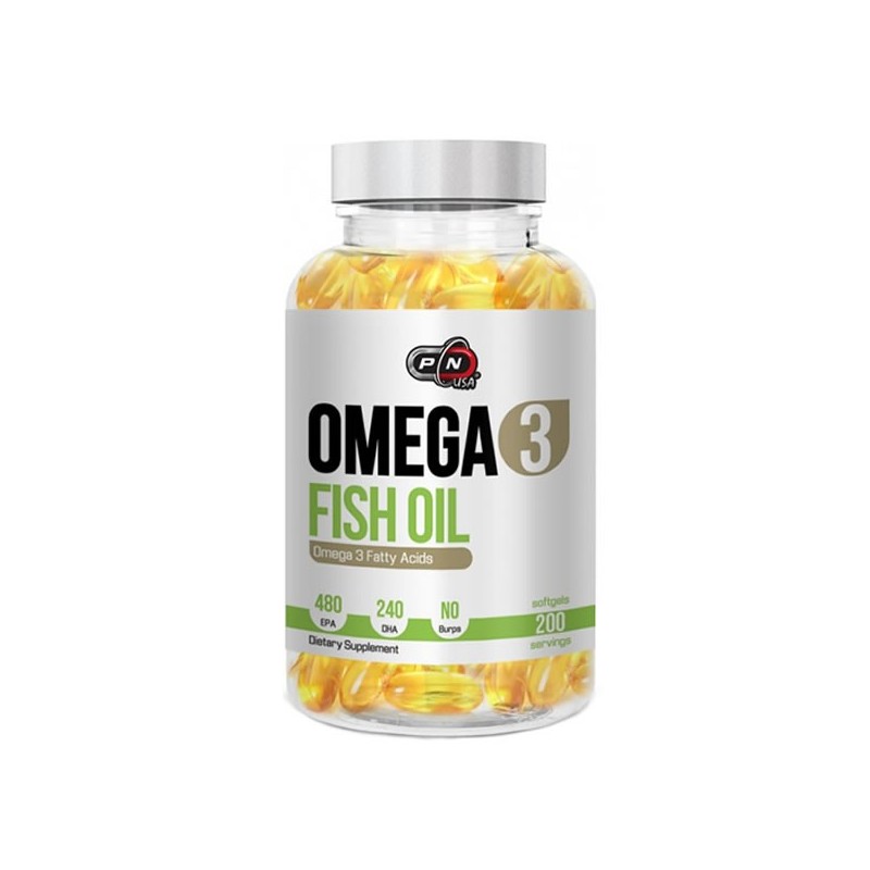 Pure Nutrition USA Omega 3, 1200mg, 200 capsule, Ulei de peste 480 EPA / 240 DHA Beneficii Omega 3 ulei de peste: protejeaza ini