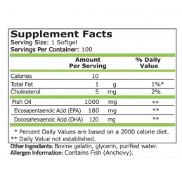 Pure Nutrition USA Omega 3 1000mg 100 Gelule 180 EPA si 120 DHA Ulei de peste Beneficiile Omega 3 ulei de peste: ofera un raport