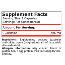 L-Glutamina 1250 mg 100 capsule, Supliment masa musculara Beneficii L-Glutamina: poate ajuta recuperarea dupa exercitii fizice, 