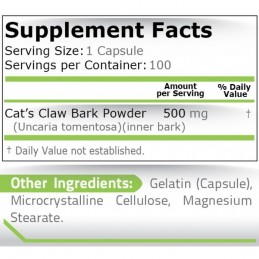 Gheara Pisicii, Gheara Matei, Cat's Claw, 500 mg, 100 capsule Beneficii Gheara pisicii de la Pure Nutrition: antioxidant natural