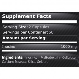 Inozina 500 mg 100 Capsule, Pure Nutrition USA Beneficii Inozina: sursa importanta de energie, reduce oboseala musculara, ajuta 