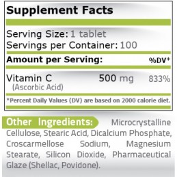 Vitamina C, 500 mg, 100 tablete- Importanta in producerea de colagen, mentine sanatatea oaselor si dintilor Beneficii Vitamina C
