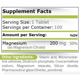 Pure Nutrition USA Magneziu Citrat 100 tablete 200mg Beneficii magneziu citrat: regleaza tensiunea arteriala, amelioreaza migren