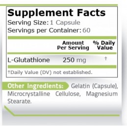 Pure Nutrition USA L-Glutation, L-Glutathione, 250 mg, 60 capsule Beneficii L-Glutation: suport pentru detoxifiere, suport antio